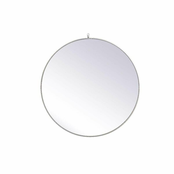 Elegant Decor 39 in. Metal Frame Round Mirror with Decorative Hook, Silver MR4739S